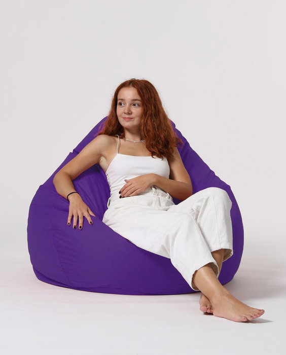 Atelier Del Sofa Premium XXL Puf de Jardín Morado Impermeable Comodidad y Relajación 115 cm